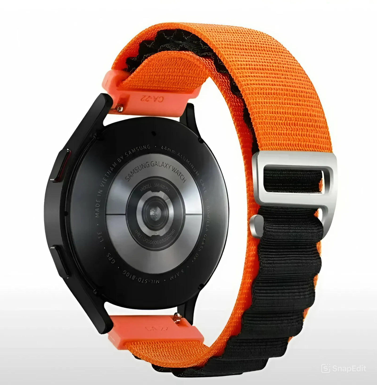 Нейлоновый тканевый ремешок для часов Samsung Galaxy Watch 3 45 мм/huawei watch GT2 46 мм/Gear S3. Цвет Оранжевый / черный. 22 мм.