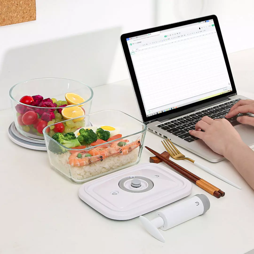 Емкости Для Хранения Продуктов Xiaomi Стеклянный вакуумный контейнер Xiaomi Boost Ur Diet Glass Vacuum Storage Box 1650ml (VGB-165R)