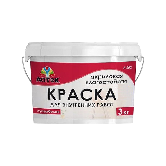 Краска Латек Л202 влагостойкая  3 кг
