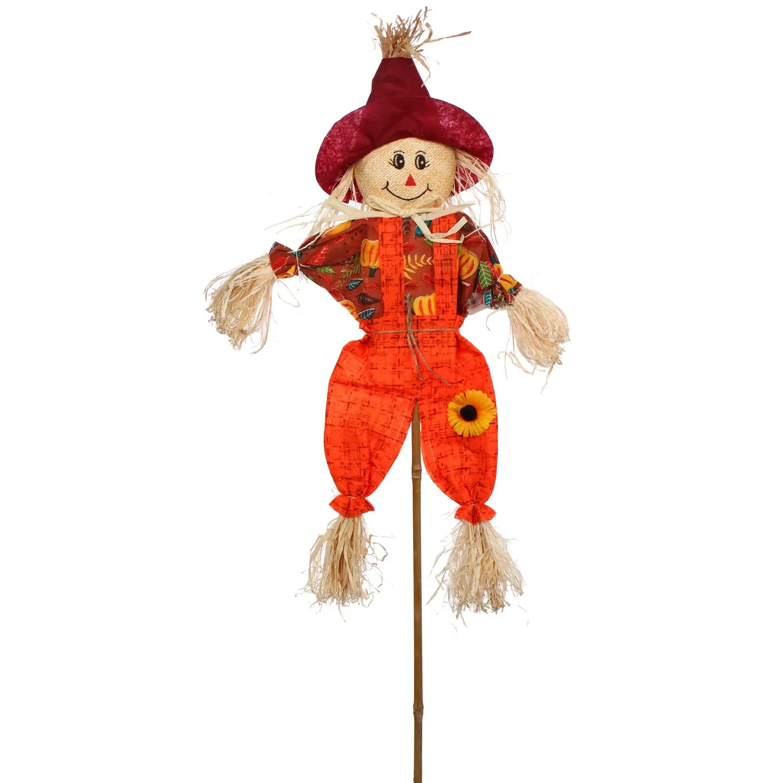 Фигура садовая «Пугало - Ричи» 52 см бордовая шляпа текстиль солома