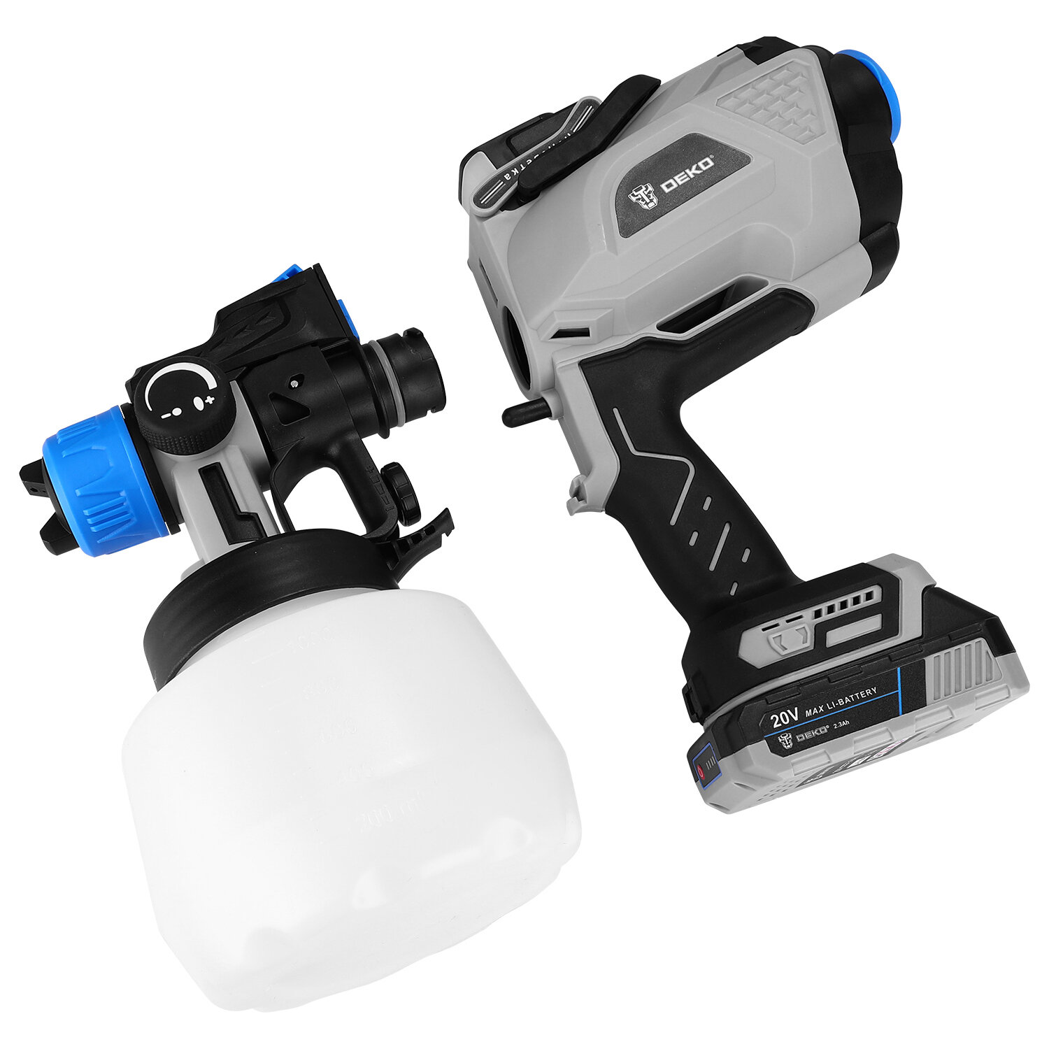 Краскопульт аккумуляторный Deko DSG20K2 Pro, 20 В Li-ion 2.3 Ач, 0.6 л/мин - фото №9