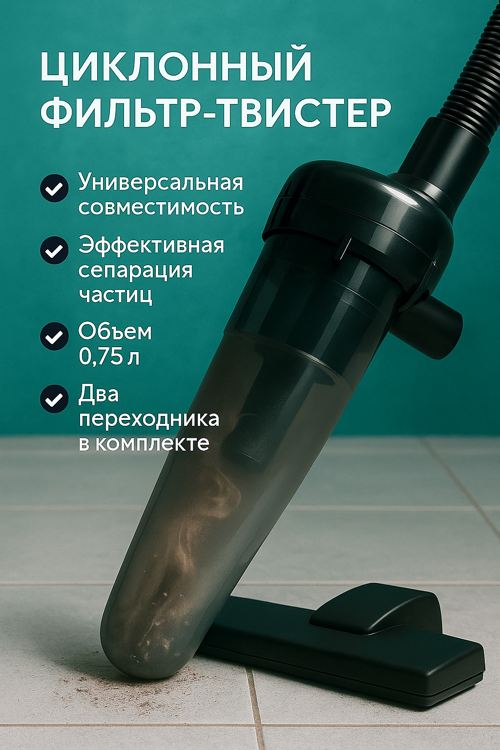 Фильтр-стакан, для пылесосов, универсальный, многоразовый, пластик