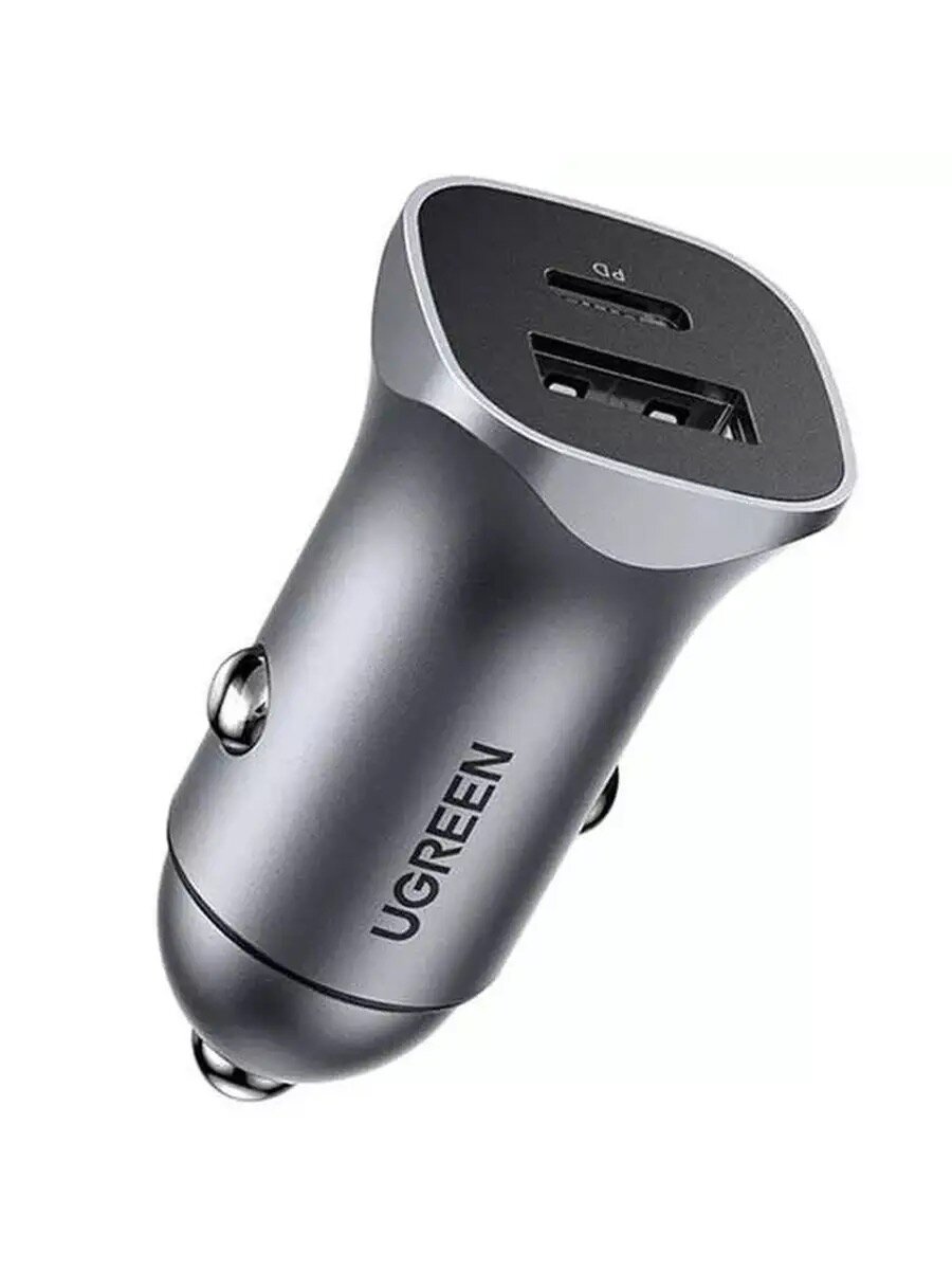 UGREEN - автомобильное зарядное устройство с поддержкой PD 30W и SCP 22.5W A+C Dual Port Car Charger (CD-130-40858)
