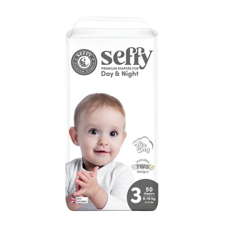 Подгузники-Seffy, для мальчиков и девочек, с индикатором наполнения, 50шт