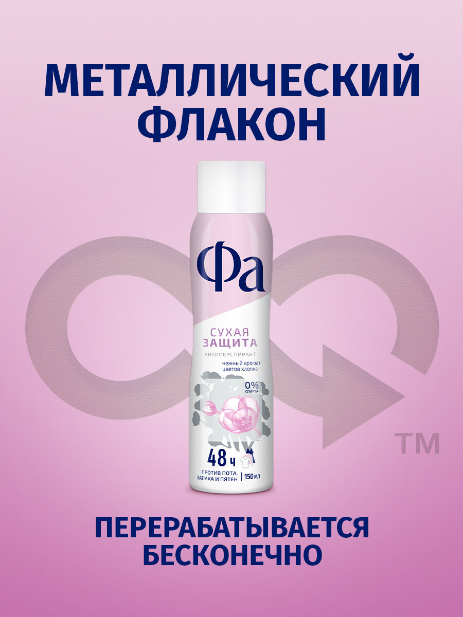 Фа Аэрозоль дезодорант-антиперспирант Сухая защита Нежность Хлопка, аэрозоль, 150 мл, 2 шт. — фото 1