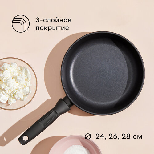 Сковорода из литого алюминия Pragma Sotag 24 см с антипригарным покрытием индукция 1824₽