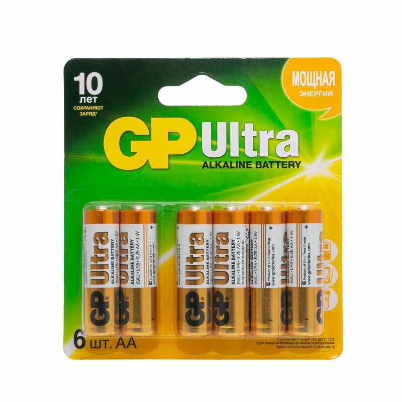 Батарейки GP Ultra AA, 6 шт/бл. GPPCA15AV021, 1 уп.