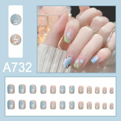 Накладные ногти с клеем в корейском стиле ( A732 )