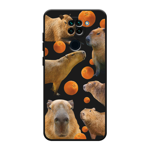 Матовый силиконовый чехол Капибара и апельсины на Xiaomi Redmi Note 9 / Сяоми Редми Нот 9