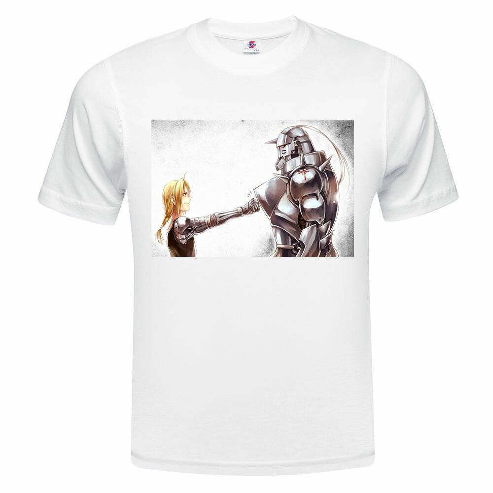 Футболка  Детская футболка ONEQ 104 (4-5) размер с принтом Fullmetal Alchemist, белая