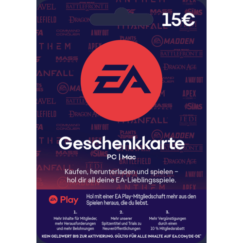 EA Gift Card 15 Ea Play PC Регион активации Евросоюз 2661₽