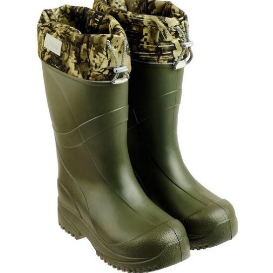 фото Сапоги дарина иваныч Д343-НУ ЭВА с надставкой и утеплителем ICE Land, размер 44-45, соты+оливковый (зима)