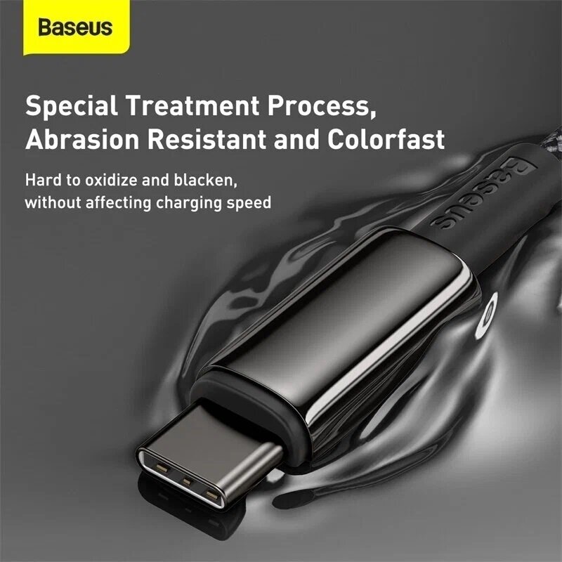 Кабель BASEUS Tungsten Gold Fast Charging Type-C to Type-C 100W 2m Black (CATWJ-A01)