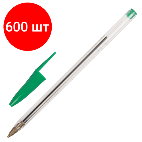 Комплект 600 шт, Ручка шариковая STAFF Basic Budget BP-02, письмо 500 м, зеленая, длина корпуса 13.5 см, линия письма 0.5 мм, 143761 ручка шариковая staff basic budget bp 02 письмо 500 м синяя длина корпуса 13 5 см линия письма 0 5 мм 100 шт