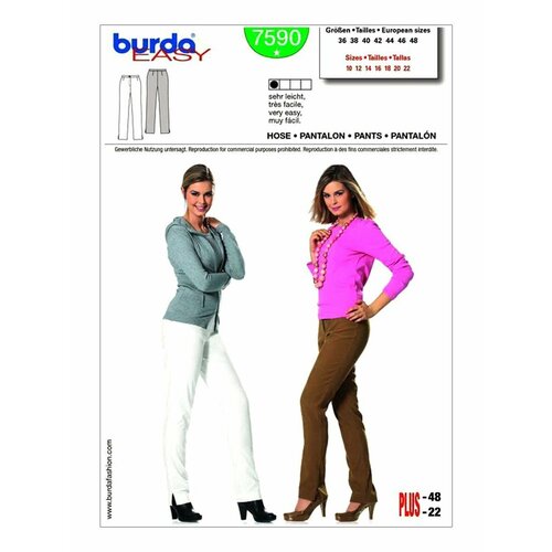 Выкройка Burda 7590 Брюки выкройка burda 6837 брюки галифе