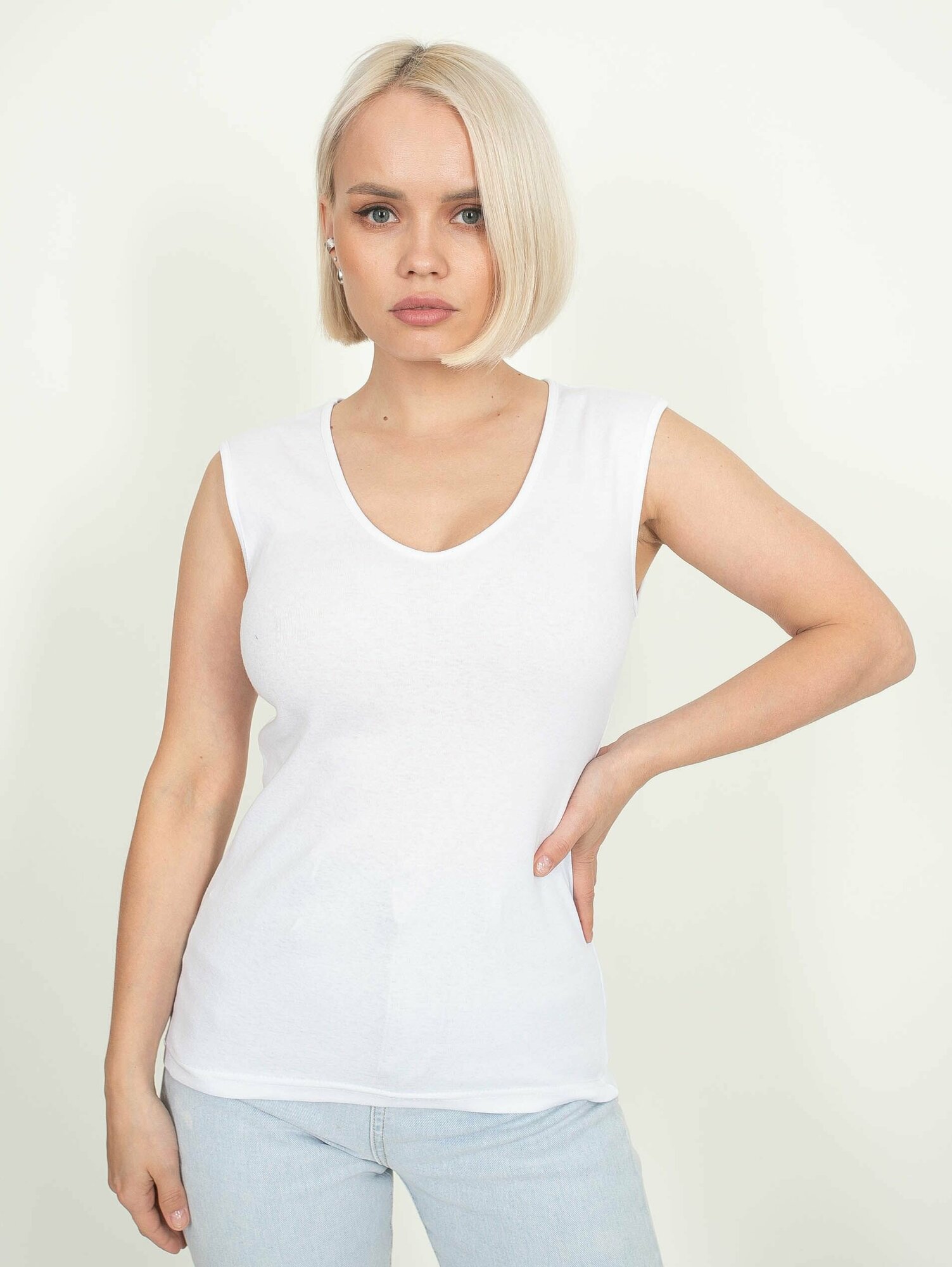 Майка Чебоксарский Трикотаж, размер XL, рост 158-164 см, белый — фото 1