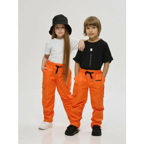 фото Брюки nikki bambino брюки демисезонные мембранные ветрозащитные водонепроницаемые, размер 116, оранжевый