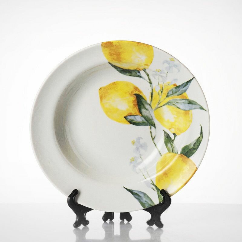 фото Тарелка фарфоровая глубокая 240 мм. "Лимоны" ф. Идиллия, Добрушский фарфоровый завод