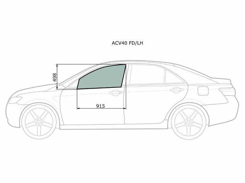 ACV40 FD/LH Стекло боковое опускное (Спереди/ Слева/ Цвет зеленый) Toyota Camry (XV40) 06-11 / Daihatsu Altis 06