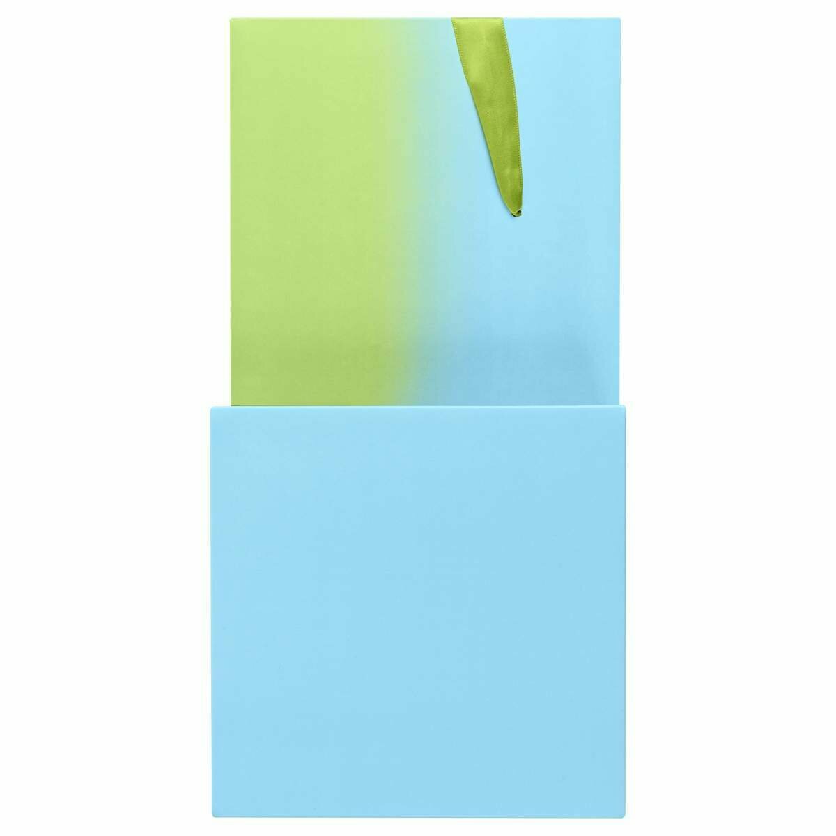 Коробка складная подарочная MESHU "Duotone. Blue-Green gradient", 15*15*15 см, с лентой - фото №3