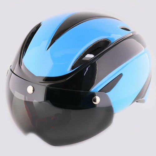 фото Шлем велосипедный с магнитным визором (черно-синий) yb-19 нет бренда