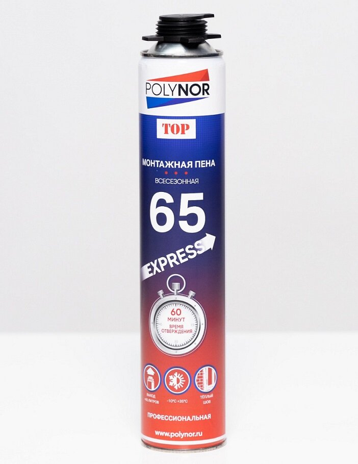 фото Пена монтажная polynor top 65 express foam профессиональная всесезонная