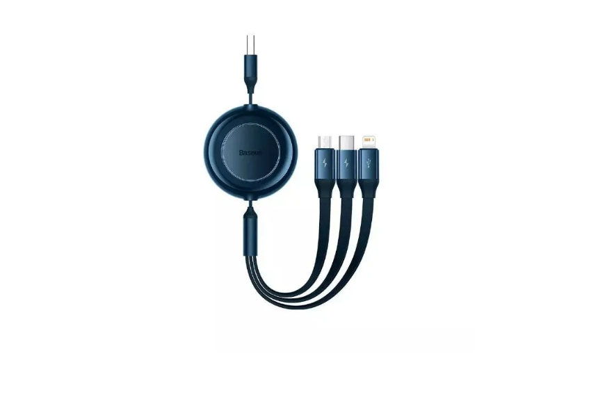 Выдвижной кабель для быстрой зарядки Baseus Bright Mirror 2 серии 3-в-1 USB to M + L + C 3,5 A 1,1 м Синий CAMJ010003