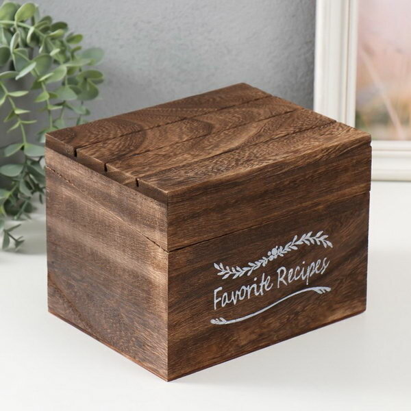 фото Шкатулка дерево "Прямоугольная" тёмно-коричневая 14.5х18х14 см