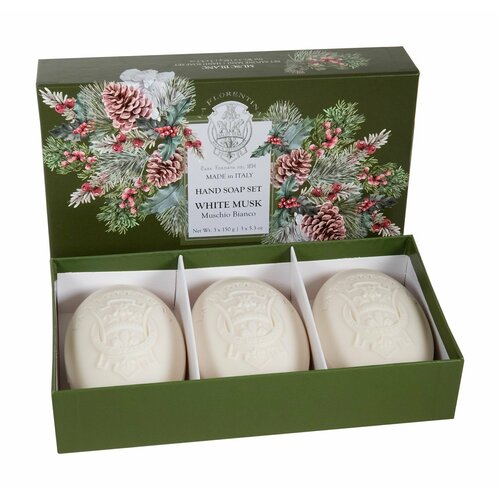 Набор мыла для тела / La Florentina Xmas Collection White Musk Soap Set мыло iteritalia тубероза и орхидея с оливковым маслом 150 г растительное