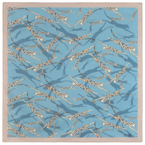 фото Платок павловопосадская платочная мануфактура,70х70 см, голубой, синий