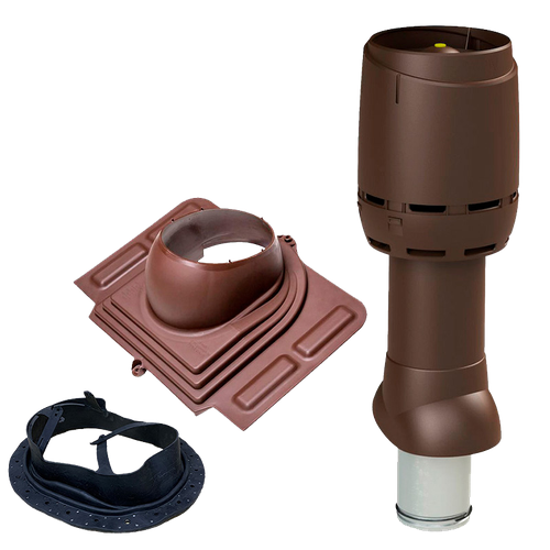 Комплект вентиляционного выхода Vilpe 125P/из/500 FLOW для профнастила и любых видов металлочерепицы Коричневый