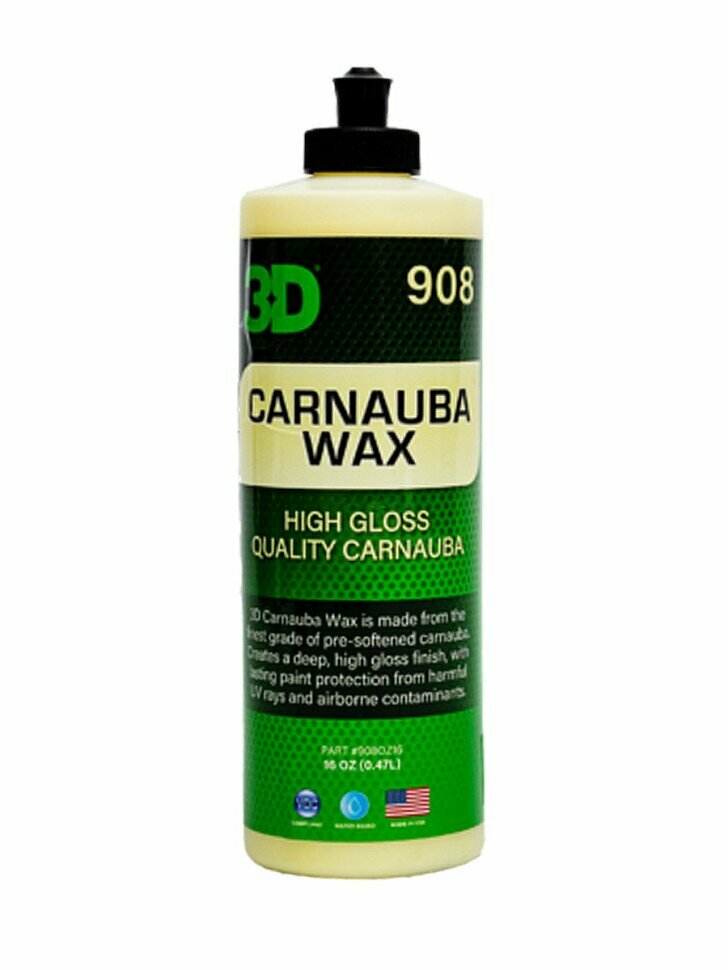 3D Carnauba Wax - карнаубский воск для глянца, блеска и защиты ЛКП 0,48л