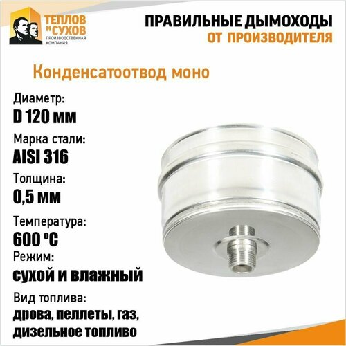 Конденсатоотвод моно КМ-Р 316-0.5 D120 М (У)