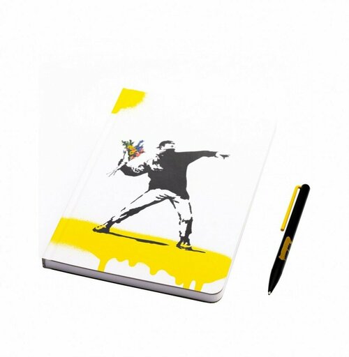 Набор Pininfarina Banksy Метатель цветов: шариковая ручка GrafeeX и тетрадь 14х21см каменная бумага, 64 листа, линованная (WRISEBSK)