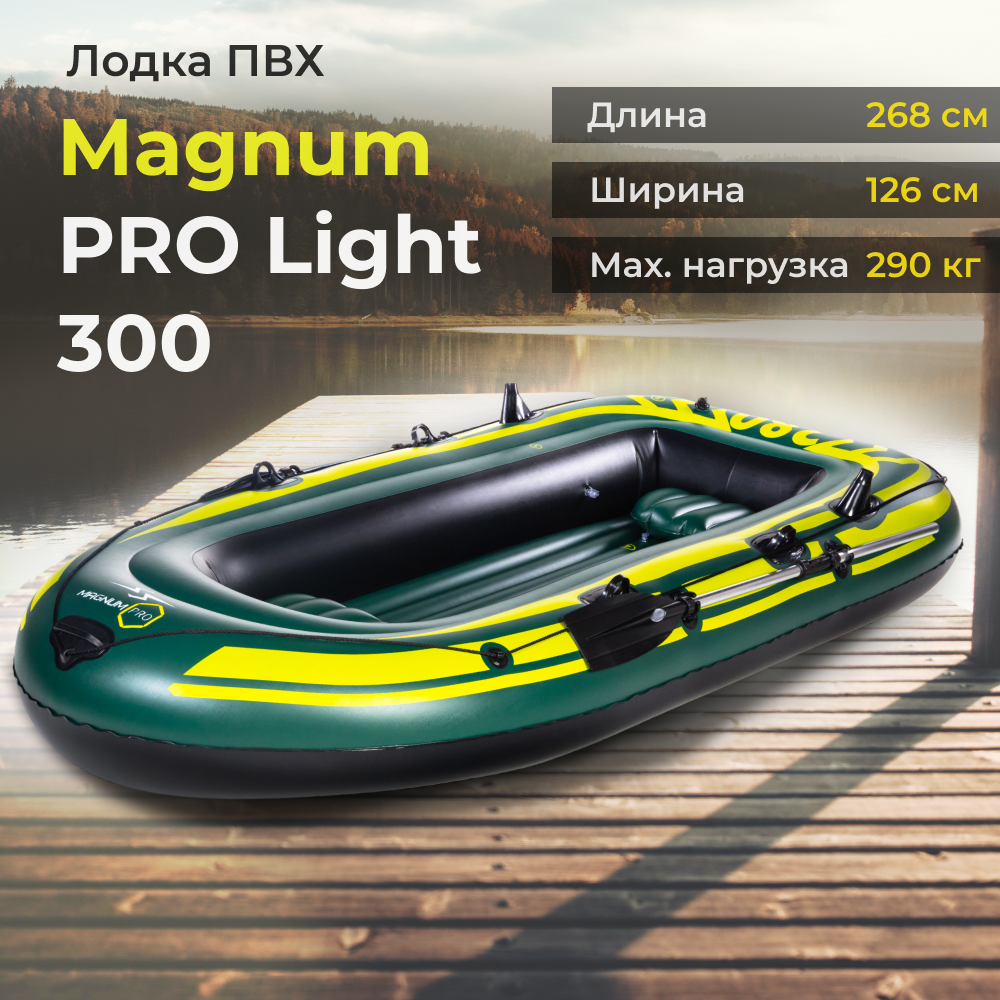 Лодка пвх надувная для рыбалки двухместная Magnum PRO Light 300