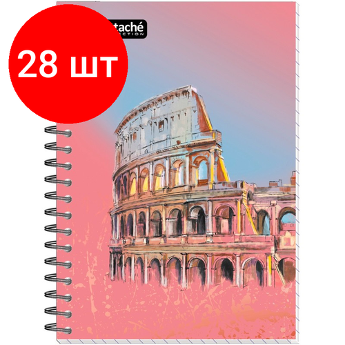 Комплект 28 штук, Бизнес-тетрадь А6.80л, кл, бок. греб, карт+УФлак Attache Selection TravelItaly