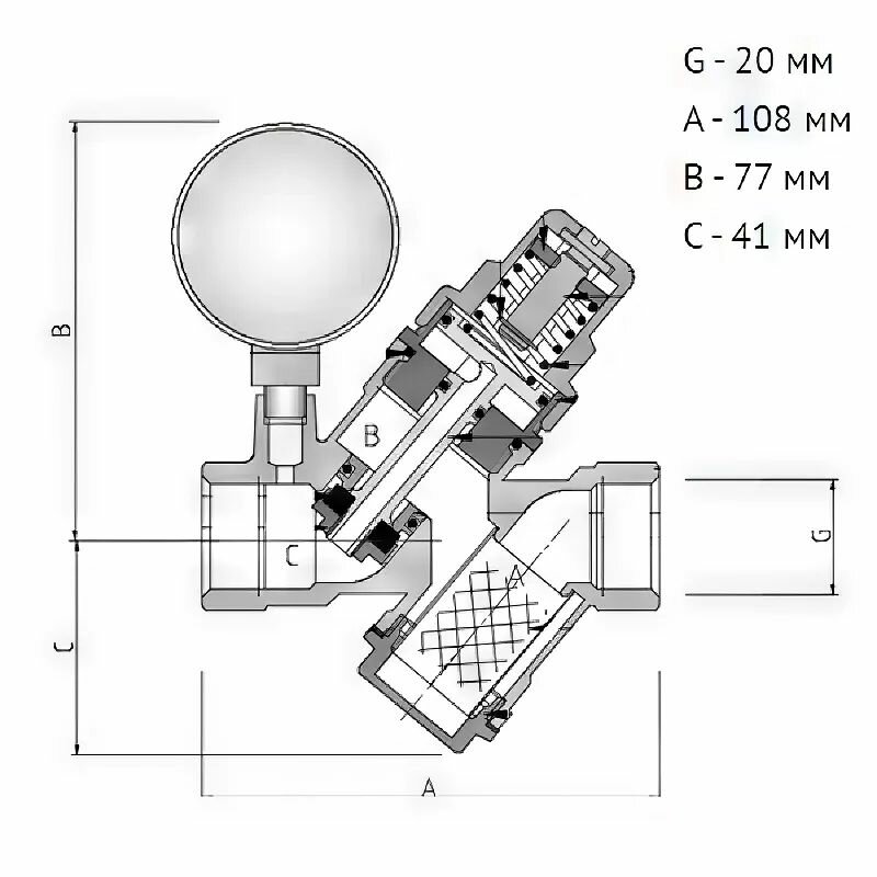 Регулятор давления Valtec VT.082.N.05 с фильтром и манометром, 2-5 бар, 3/4" - фото №19