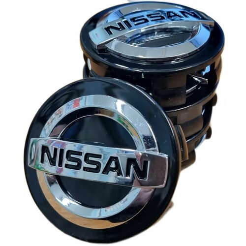 Колпак ступицы колпачки черные комплект 4 штуки заглушки на литые диски Ниссан посадочный Ф57 мм наружный Ф60 мм общая высота 24 мм 900₽