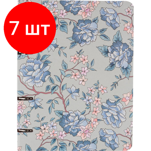 Комплект 7 штук, Тетрадь со сменным блоком Flowers А5.120л, клетка TSB5-120FW