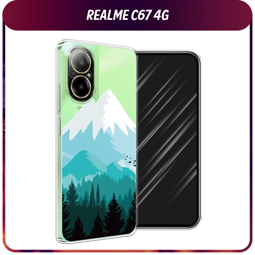 Силиконовый чехол на Realme C67 4G / Реалми C67 4G Синяя снежная гора, прозрачный силиконовый чехол на realme c67 4g реалми c67 4g мандала космос