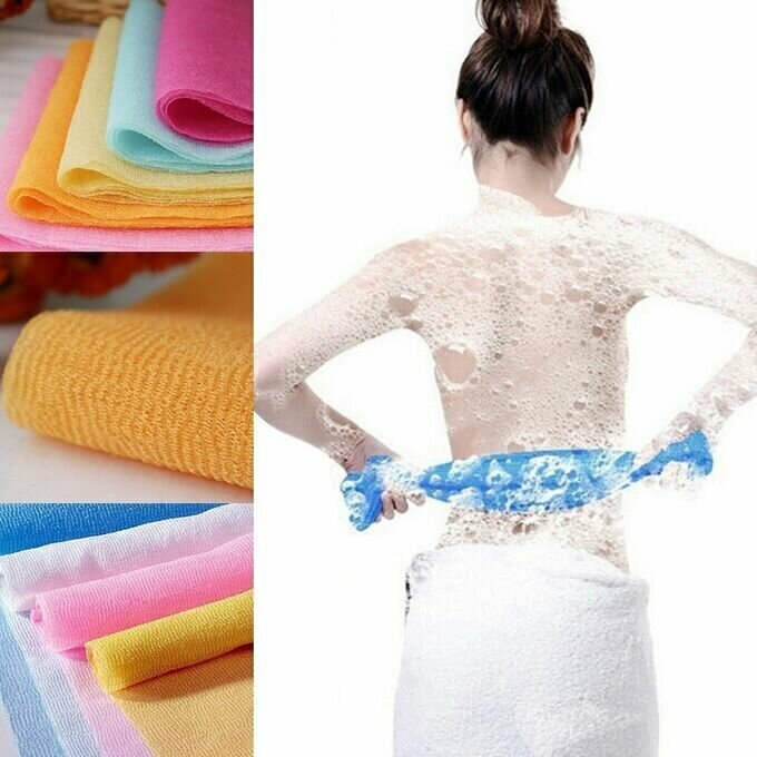 YOKOZUNA Массажная мочалка обильного пенообразования, сверхдлинная Body Wash Towel Super Long(темно-синяя, 28 х 120 см), — фото 1