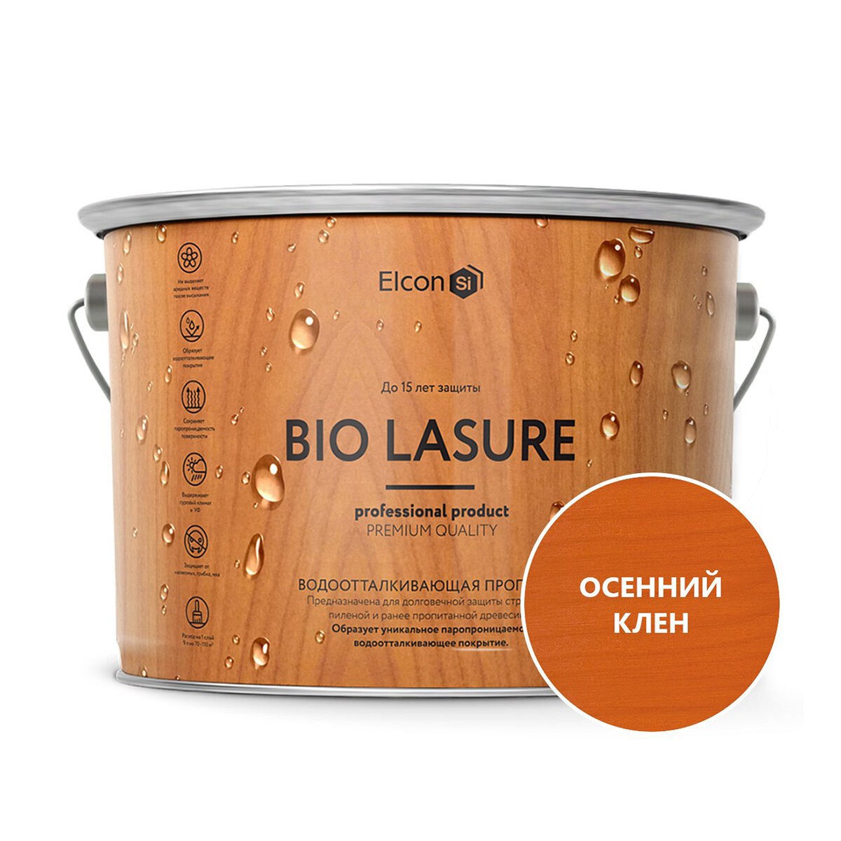 Пропитка для дерева водоотталкивающая Elcon Bio Lasure, 2 л, осенний клен