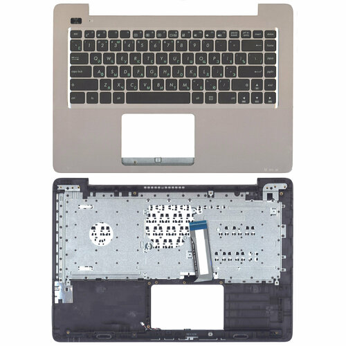 Клавиатура (топ-панель) для ноутбука Asus X456 черная с бронзовым топкейсом клавиатура для asus x456 topcase p n 90nb09l3 r30190