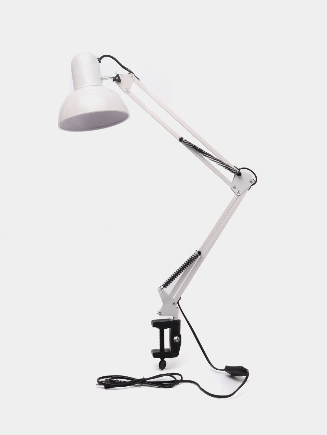 Настольная лампа для маникюра и школьного стола, Е27, белая, на струбцине