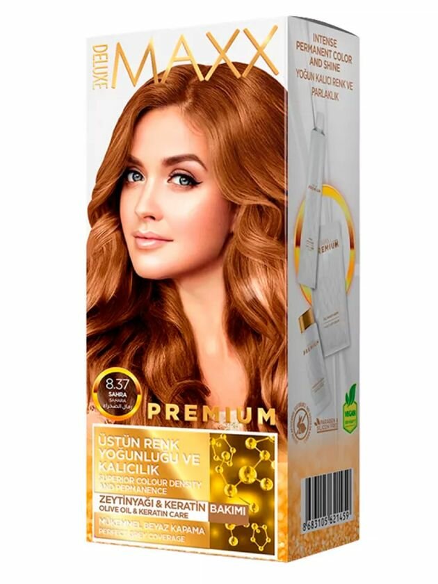 MAXX DELUXE Краска для волос Premium, тон 8.37 Песочный, 110 г, 1 уп