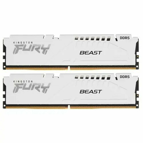 Kingston Память оперативная 64GB 5600MT s DDR5 CL40 DIMM Kit of 2 FURY Beast White XMP 16925₽
