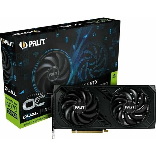 Видеокарта Palit RTX4070 SUPER DUAL OC 12GB GDDR6X 192-bit DPx3 HDMI 2FAN RTL 8051000₽