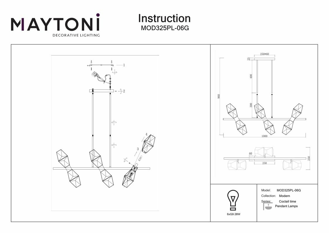 Подвесная люстра Maytoni COCTAIL TIME MOD325PL-06G - фото №10