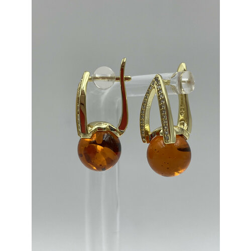 Серьги с подвесками AMBER Land, янтарь прессованный