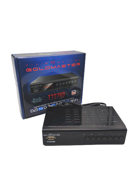 Приставка цифровая (Цифровой телевизионный приемник GoldMaster T-727HD (DVB-T2 / C / IPTV, металл, дисплей, кнопки, встроенный БП))